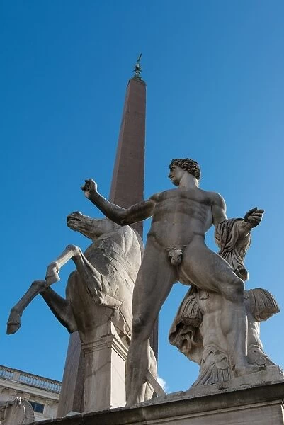 Castor and Pollux statue in front of the Quirinale, the home of the President of the Italian Republic, Rome, Lazio, Italy, Europe
