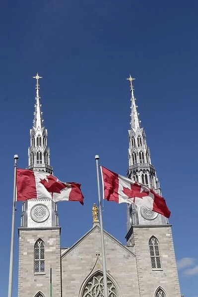 Cathedral and Basilica of Notre Dame dating from between 1839 and1885, standing on the site occupied by the first Catholic chapel, Ottawa, Ontario Province, Canada