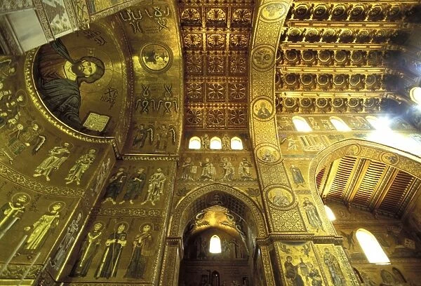 Cathedral interior, Monreale, Palermo, Sicily, Italy, Europe