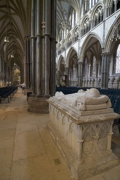 Cathedral interior and tomb, Lincoln, Lincolnshire, England, United Kingdom, Europe