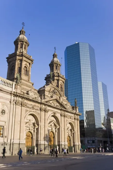 Framed Print : Cathedral Metropolitana and modern office building in Plaza de Armas, Santiago Framed Print : Cathedral Metropolitana and modern office building in Plaza de Armas, Santiago