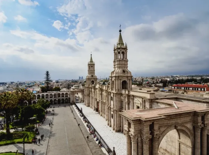 Framed Print : Cathedral, Plaza de Armas, elevated view, Arequipa, Peru, South America Framed Print : Cathedral, Plaza de Armas, elevated view, Arequipa, Peru, South America