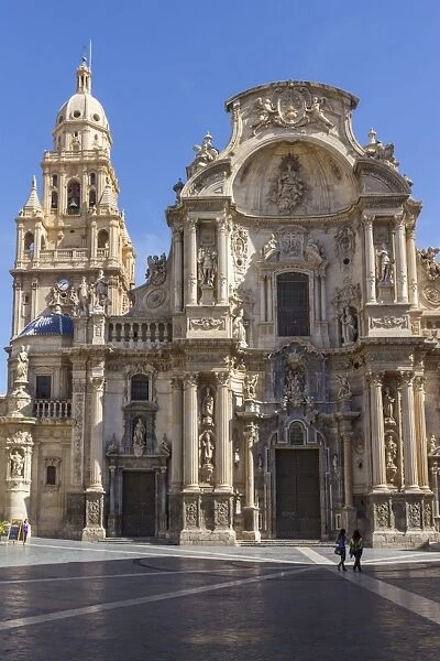 Cathedral from Plaza Cardinal Belluga, Murcia, Spain, Europe