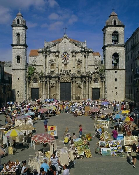 Cathedral, Plaza and market, Havana, Cuba, West Indies, Central America
