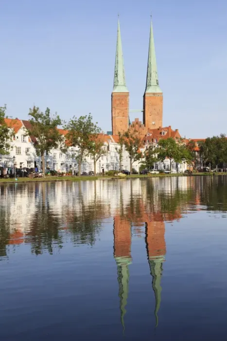 Framed Print : Cathedral reflected in the River Trave, Stadttrave, Lubeck, Schleswig Holstein, Germany, Europe Framed Print : Cathedral reflected in the River Trave, Stadttrave, Lubeck, Schleswig Holstein, Germany, Europe