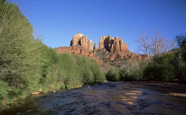 Cathedral Rock towering above Oak Creek