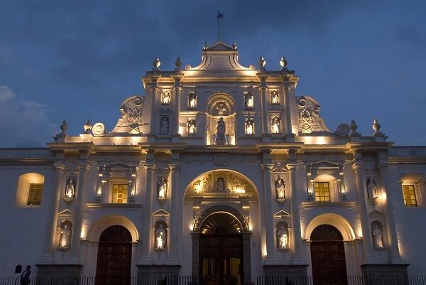The Cathedral of San Jose with evening lights, Antigua, UNESCO World Heritage Site