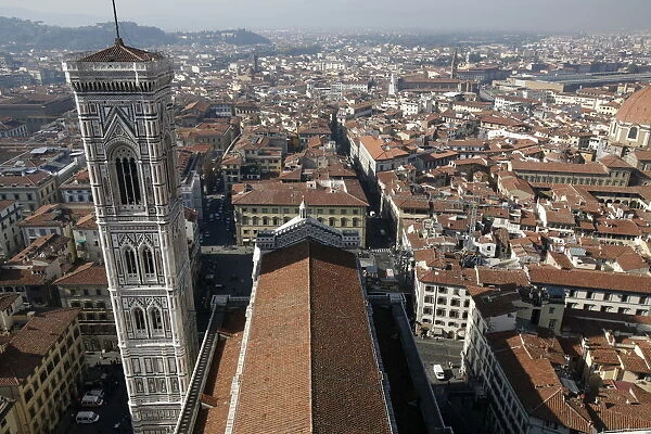 Cathedral of Santa Maria del Fiore and aerial view of city, Florence, Tuscany, Italy