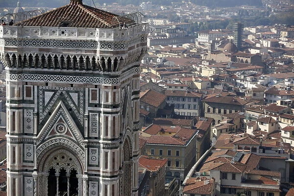 Cathedral of Santa Maria del Fiore and aerial view of city, Florence, Tuscany, Italy