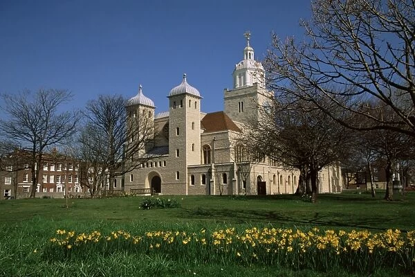 Cathedral in spring, Old Portsmouth, Hampshire, England, United Kingdom, Europe