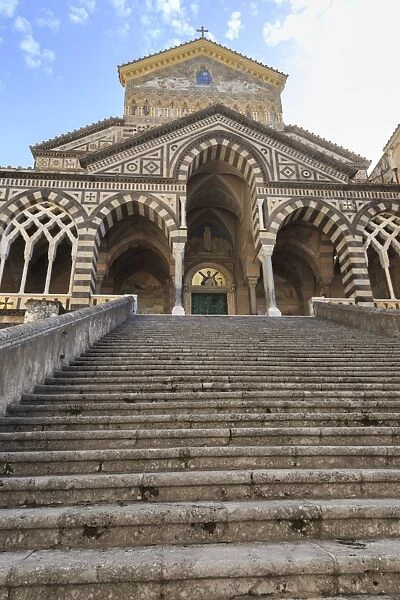 Cathedral and steps with no people, Amalfi, Costiera Amalfitana (Amalfi Coast), UNESCO