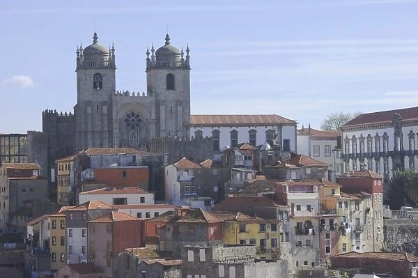 The Cathedral (Terreiro da Se) overlooks a part of old Oporto, Portugal, Europe