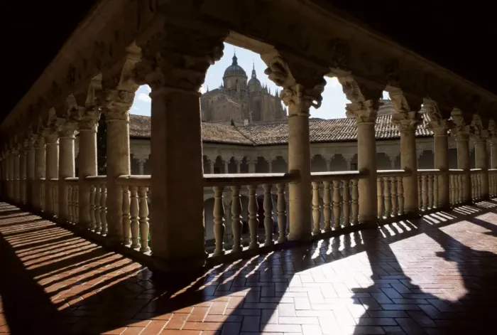 Framed Print : Cathedral viewed from the cloisters of Las Duenas Convent Framed Print : Cathedral viewed from the cloisters of Las Duenas Convent