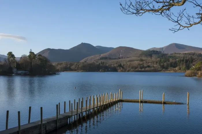 Framed Print : Causey Pike and Grisedale Pike from the boat landing, Derwentwater, Keswick, Lake Framed Print : Causey Pike and Grisedale Pike from the boat landing, Derwentwater, Keswick, Lake
