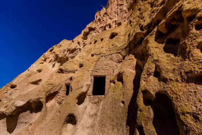 Framed Print : Cave dwellings on the Cliffside of Pueblo Indian Ruins in Bandelier National Monument Framed Print : Cave dwellings on the Cliffside of Pueblo Indian Ruins in Bandelier National Monument