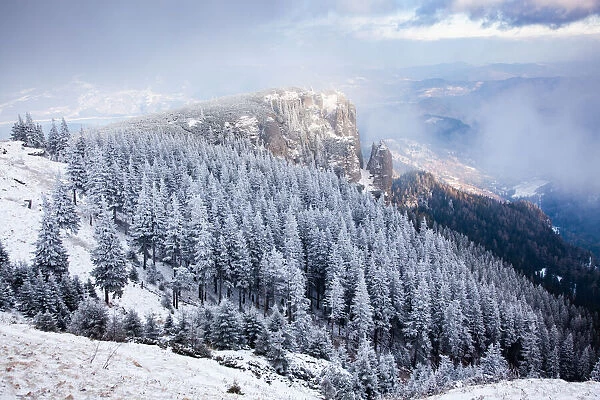 Ceahlau Massif in winter, Eastern Carpathians, Neamt County, Moldavia, Romania, Europe