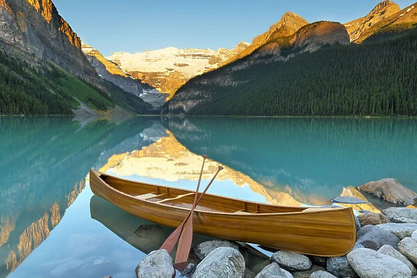 Cedar-Strip Canoe at Lake Louise, Banff National Park, UNESCO World Heritage Site