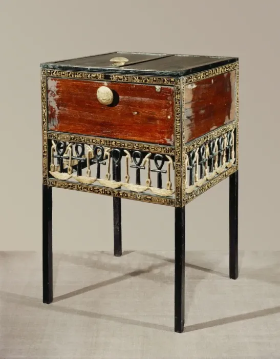 Framed Print : Cedarwood and gilded ebony cabinet decorated with hieroglyphic symbols ensuring divine life Framed Print : Cedarwood and gilded ebony cabinet decorated with hieroglyphic symbols ensuring divine life