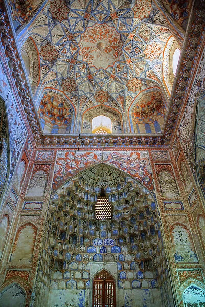 Ceiling and Wall, Abdulaziz Khan Madrasah, 1652, UNESCO World Heritage Site, Bukhara, Uzbekistan, Central Asia, Asia