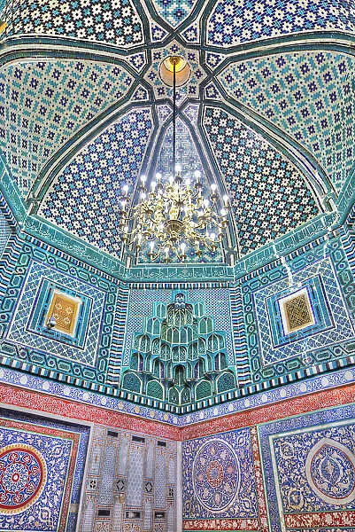 Ceiling and Wall, Kusan Ibn Abbas Complex, Shah-I-Zinda, UNESCO World Heritage Site, Samarkand, Uzbekistan, Central Asia, Asia
