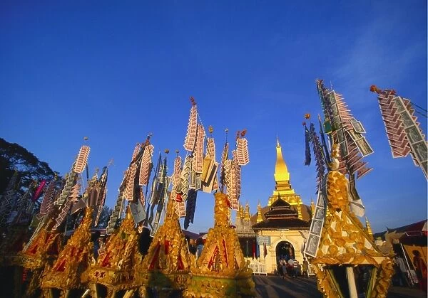 Celebrating Khao Pansaa at Pha That Luang Temple, Vientiane, Laos