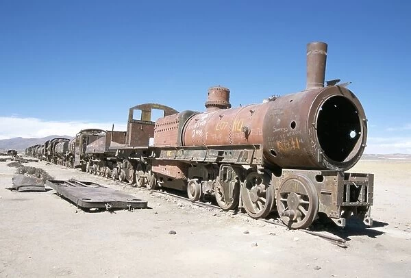 Cementerio de Trenes, steam engine relics in desert, Uyuni, Southwest Highlands