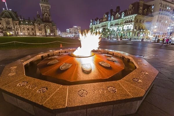 Centennial Flame commemorating Canadas 100th anniversary as a Confederation, Parliament Hill, Ottawa, Ontario, Canada, North America