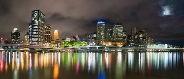 Framed Print : Central business district city skyline at night taken from Southbank of Brisbane, Queensland, Australia, Pacific Framed Print : Central business district city skyline at night taken from Southbank of Brisbane, Queensland, Australia, Pacific