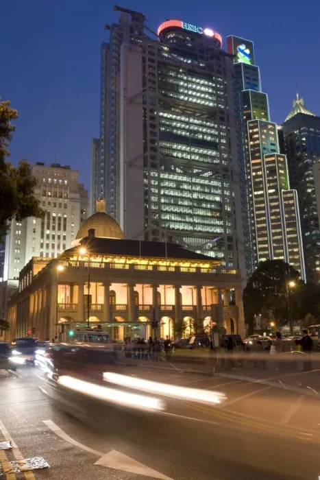 Framed Print : Central law courts at dusk, Hong Kong, China, Asia Framed Print : Central law courts at dusk, Hong Kong, China, Asia