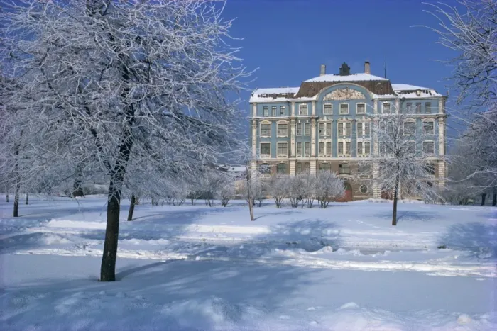 Framed Print : The Central Naval Museum in a snowy winter landscape in St Framed Print : The Central Naval Museum in a snowy winter landscape in St
