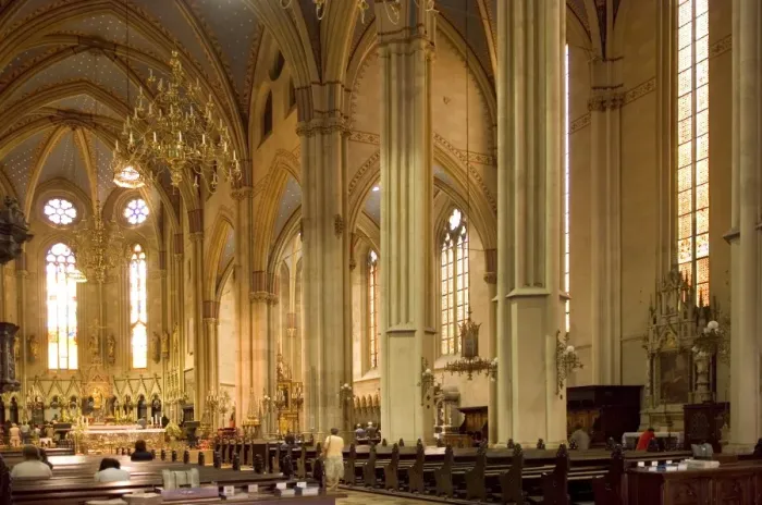 Framed Print : Central nave of the Neo Gothic Cathedral of St. Stephen, Zagreb, Croatia, Europe
