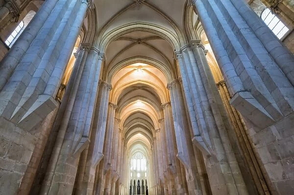 Central nave, Santa Maria Monastery, UNESCO World Heritage Site, Alcobaca, Estremadura, Portugal, Europe
