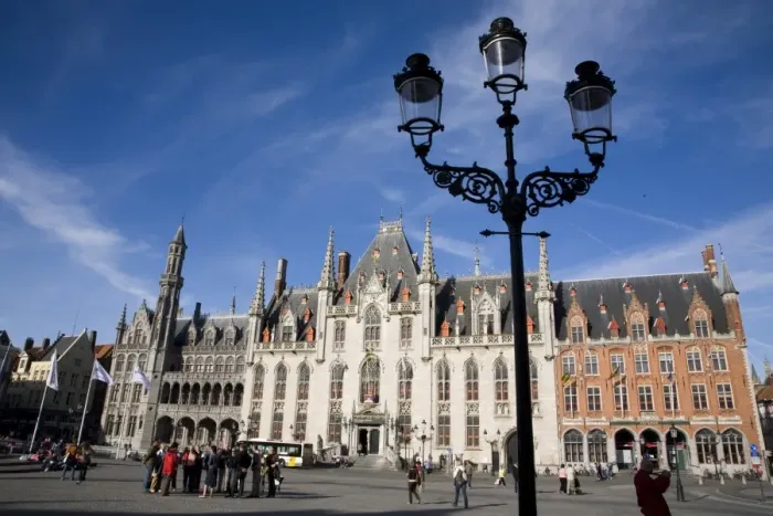 Framed Print : Central Square in Bruges, Belgium, Europe Framed Print : Central Square in Bruges, Belgium, Europe