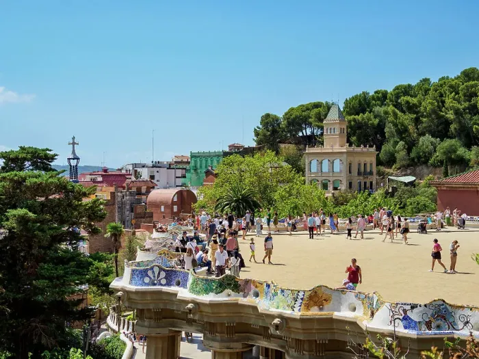 Framed Print : Central Terrace, Park Guell, UNESCO World Heritage Site, Barcelona, Catalonia, Spain, Europe Framed Print : Central Terrace, Park Guell, UNESCO World Heritage Site, Barcelona, Catalonia, Spain, Europe
