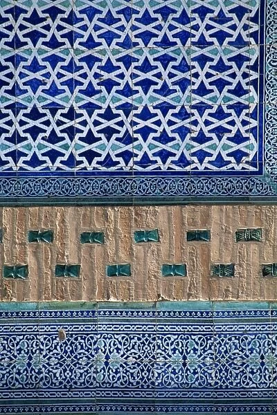 Ceramic detail, the harem, Tash Khauli palace, Khiva, Uzbekistan, Central Asia, Asia