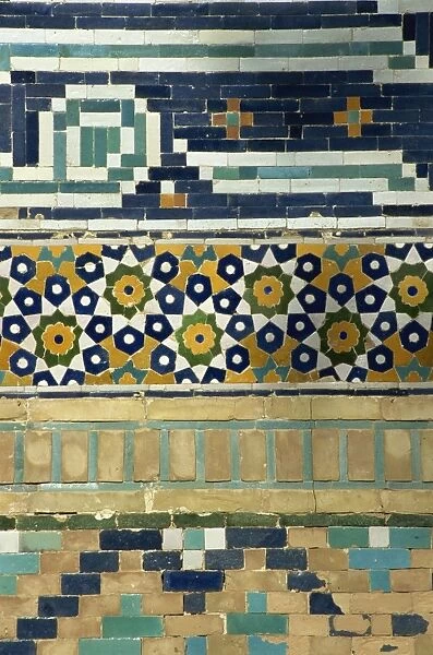 Ceramic detail, Nadir Divanbegi madrasah, Bukhara, Uzbekistan, Central Asia, Asia