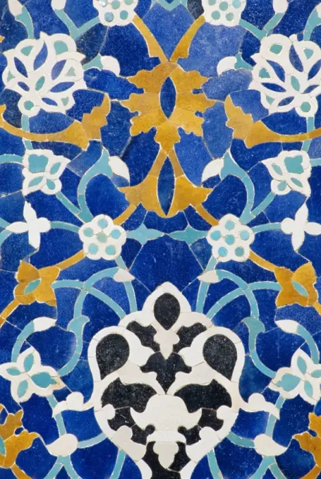 Framed Print : Ceramic detail on Mir-I-Arab madressa (madrasa) Framed Print : Ceramic detail on Mir-I-Arab madressa (madrasa)