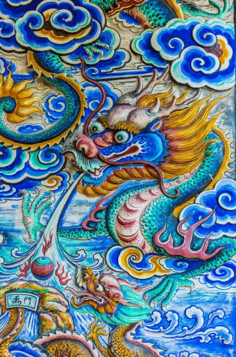 Framed Print : Ceramic mural in Hock Teik Cheng Sin temple in George Town, UNESCO World Site, Penang