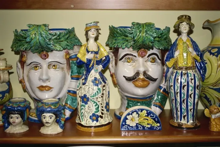 Framed Print : Ceramic ware for sale, Sicily, Italy, Europe Framed Print : Ceramic ware for sale, Sicily, Italy, Europe