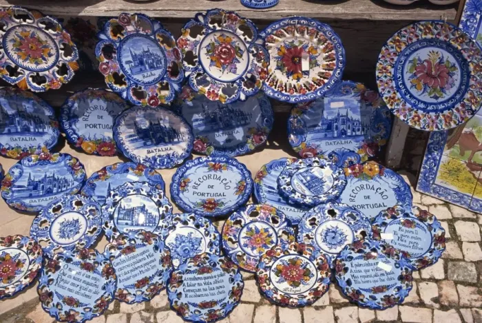 Framed Print : Ceramics for sale, Batalha, Estremadura, Portugal, Europe Framed Print : Ceramics for sale, Batalha, Estremadura, Portugal, Europe