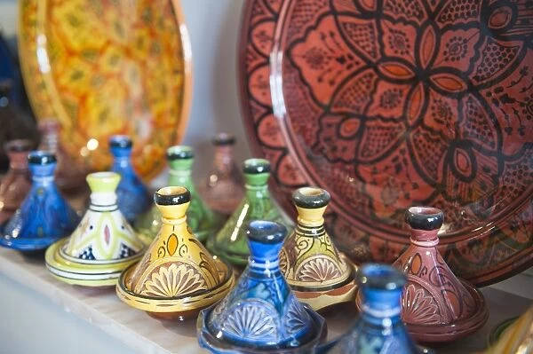 Ceramics for sale, Essaouira, formerly Mogador, Morocco, North Africa, Africa