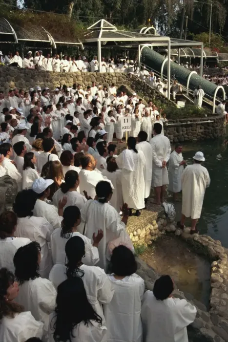 Framed Print : Ceremony of mass baptism into Christianity in the Sea of Galilee at Yardent Framed Print : Ceremony of mass baptism into Christianity in the Sea of Galilee at Yardent