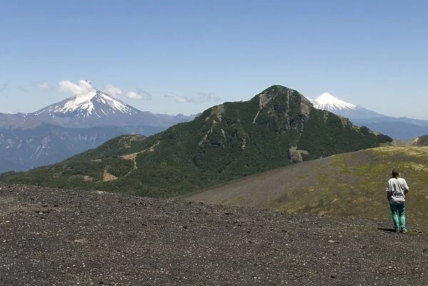 Cerro Puntiagudo and Volcan Osorno, seen from Volcan Casablanca, Antillanca, Puyehue National Park, Lakes District, southern Chile, South America