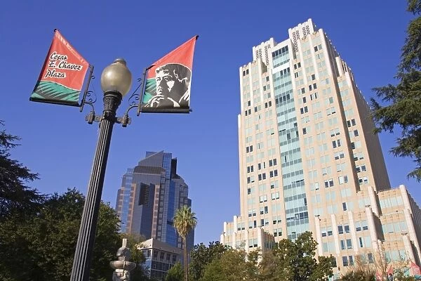 Cesar E. Chavez Plaza in downtown Sacramento, California, United States of America