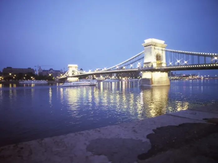 Framed Print : Chain bridge over the Danube River
