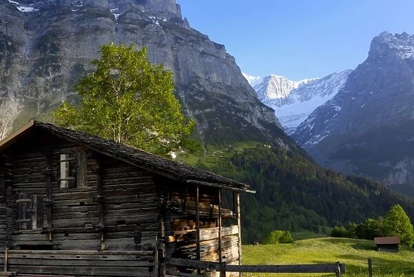 Chalet and mountains