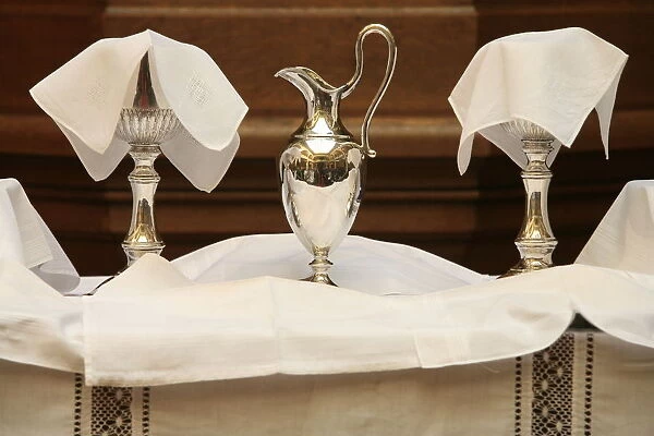 Chalices and ciborium used in the Protestant service of the United Reformed church, Paris