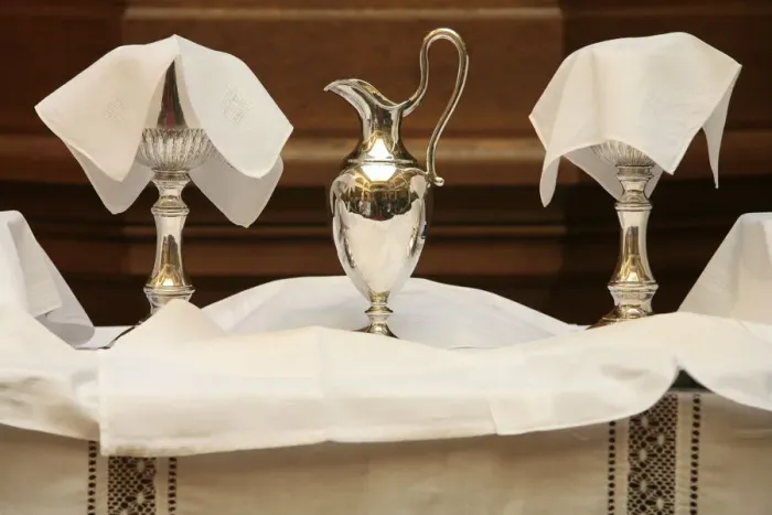 Framed Print : Chalices and ciborium used in the Protestant service of the United Reformed church, Paris Framed Print : Chalices and ciborium used in the Protestant service of the United Reformed church, Paris
