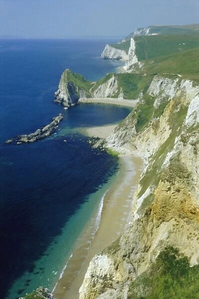 Chalk and limestone cliffs between Lulworth and Durdle Door, Isle of Purbeck