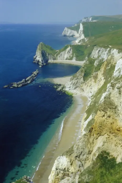 Framed Print : Chalk and limestone cliffs between Lulworth and Durdle Door, Isle of Purbeck Framed Print : Chalk and limestone cliffs between Lulworth and Durdle Door, Isle of Purbeck